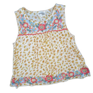 Savanna Jane Embroidered Floral Sleeveless Top sz L Tunic Animal Print Boho